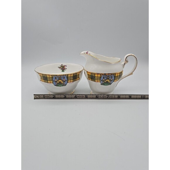 Royal Standard Bonnie Scotland Clan Macleod Creamer & Open Sugar Bowl Set - Picture 7 of 10